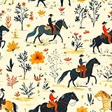 Generisch Selbstklebende Tapete 44x1000 cm Klebefolie Möbel Ritter Pferdehirte Dekorfolie Möbelfolie Pastoral Cowboy Mustertapete Wandtapete Wohnzimmer Schlafzimmer Wasserdicht Wallpaper Küche