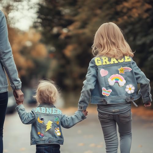 Custom Patch Jean Jacket with Personalized Name | Back to School Outfits for Toddlers Boys Girls Pupils 1-8 Year Old Birthday Gift, Custom Fashion Name Denim Jacket, Outerwear Jean Jacket for Boy Girl4