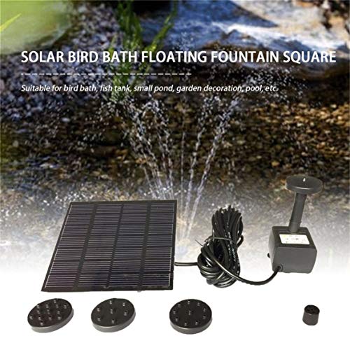 yaoyan Fashion Square Shape Solar Panel Water Pump Kit Fountain Pool Garden Pond Submersible Watering Bird Bath Tank Set - Black