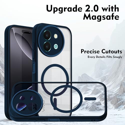 Image of V-TAN Back Cover for Vivo T3X 5G | TPU | Transparent Crystal Clear Magnetic Case Compatible with T3X | Camera Protective Shockproof Mobile Cover Design (Blue)