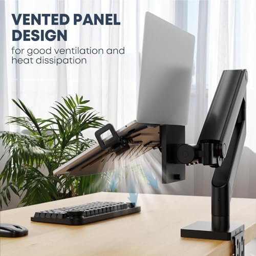 WORLDLIFT Laptop VESA Mount Tray for Monitor Arms, Adjustable Holder Fits 12" to 17" Laptops, Compatible with 75x75 & 100x100 mm VESA Holes, Vented Design with Secure Clamps & Rubber Pads - Image 4