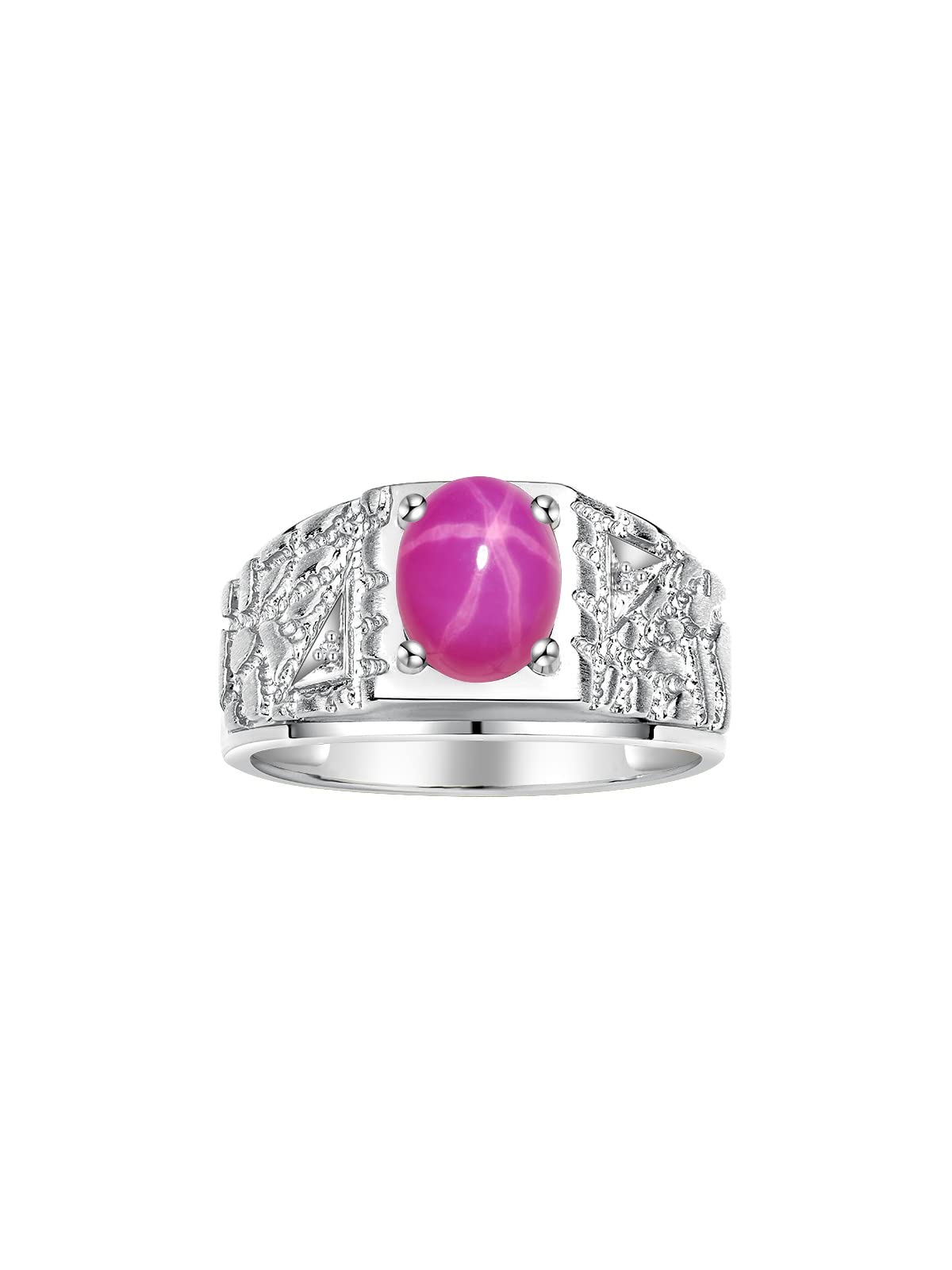 Rylos Men's Rings Designer Nugget Ring: Oval 9X7MM Gemstone &amp; Sparkling Diamonds - Color Stone Birthstone Rings for Men, Sterling Silver Rings in Sizes 8-13. Mens Jewelry