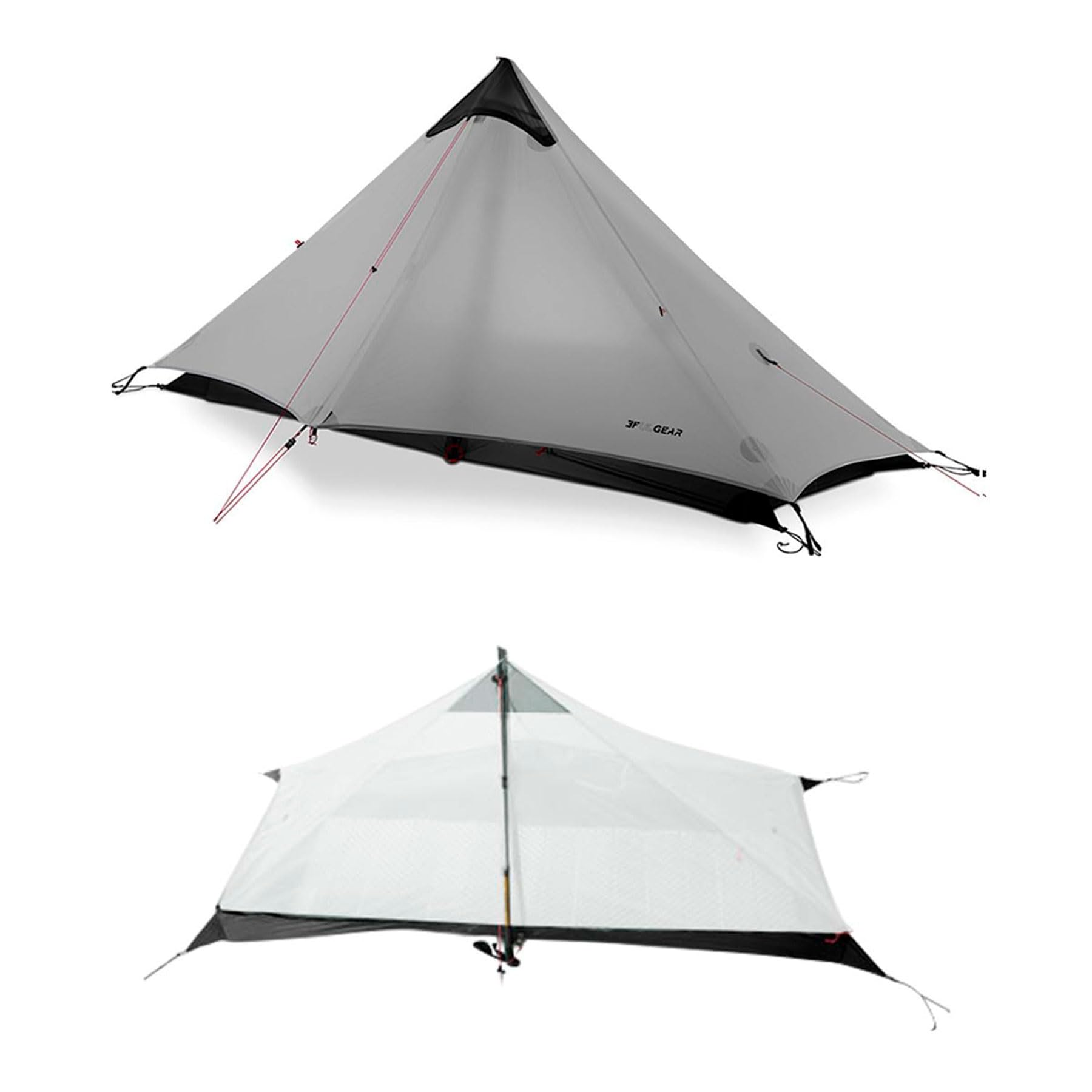 3F Lanshan1 Tente ultralégère 3/4 saisons portable pour 1 personne 15D Revêtement en silicone étanche Double couche Tente pour camping, escalade, randonnée