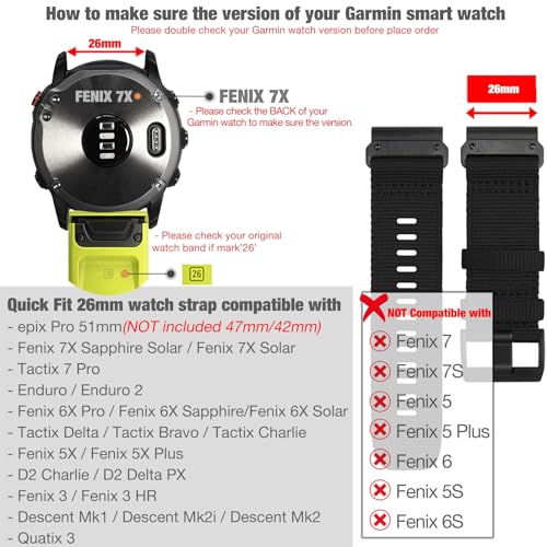 YOOSIDE Rugged Nylon Watch Strap for Garmin Fenix 7X / 6X / 5X/Enduro - Image 4