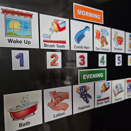 Kids Visual Schedule Magnets and Headings: SchKIDules 93Pc Home Collection for Daily Routines, Chores, Executive Functioning, Behavioral Supports, Communication-Good for Toddlers, ADHD, Autism - Image 3