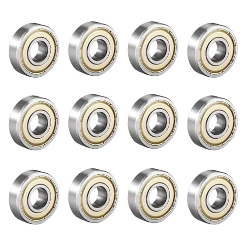 YUVKIN 12 pezzi cuscinetti a sfera in metallo a doppia schermatura, 608ZZ, scanalati di alta qualità, 8x22x7, adatti per rulli, ruote skateboard, longboard, pannelli ondulati