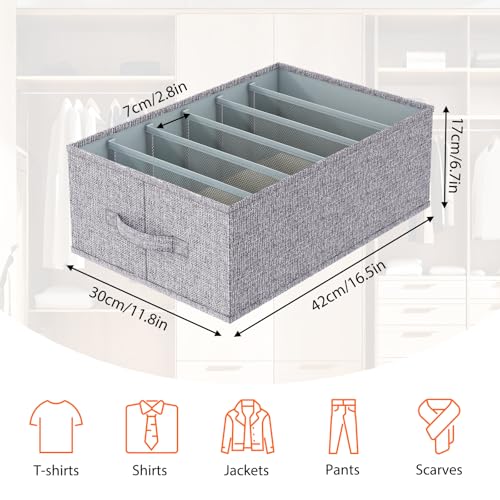 Fixwal 4pcs Wardrobe Clothes Organizer with Board Closet Organizers and Storage 6 Grids Divider Organizers Compartment Storage Bins for Jeans T-shirt Pants Legging - Image 3