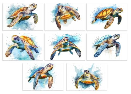8 All Occasion Blank Note Cards with Envelopes Sea Turtle Handmade Notecards 4x6 Folded Ocean Sea