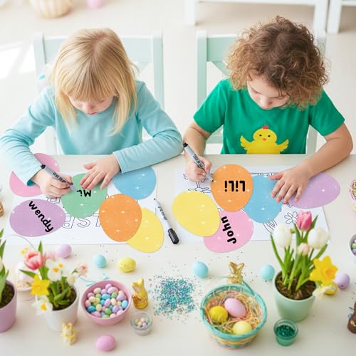 Image of Easter Glitter Egg Cutouts - 100Pcs Colorful Solid Egg Shape Paper Cutouts Bulk Spring Paper Die Cut with Glue Points for Kids Party Classroom Sunday School Bulletin Board Decor Craft Project Supplies