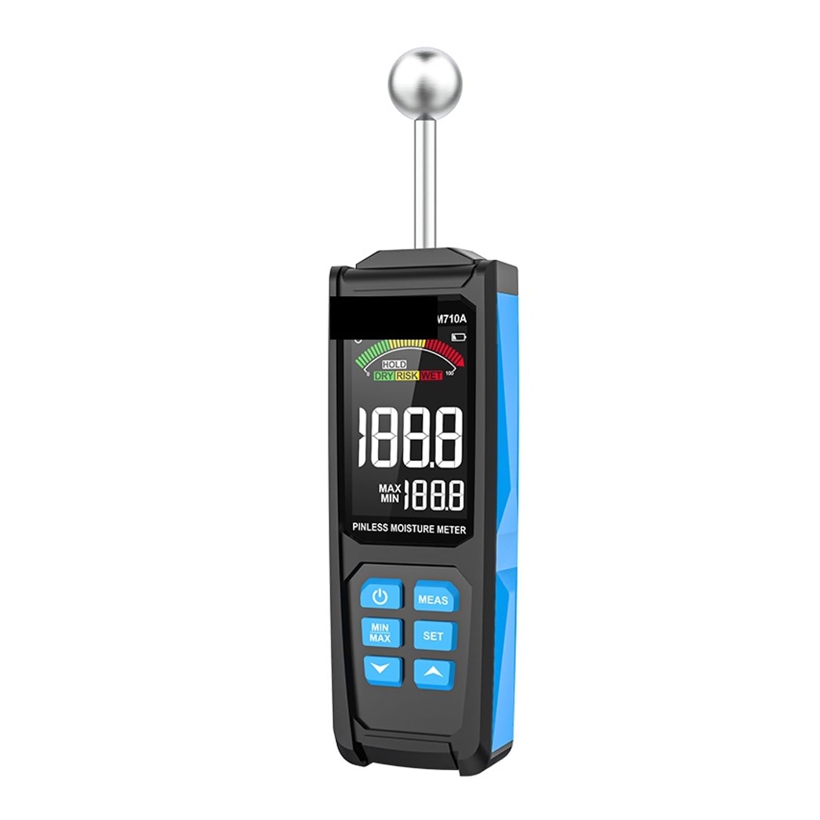 Igrometro Professionale Misuratore di umidità del legno digitale a due pin Tester di umidità a carta Igrometro a parete Rilevatore di umidità del legno LCD Tester di umidità del legno(WM710A)