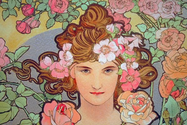 Y【中古品】アルフォンス・ミュシャ 　バラ　ローズ　　薔薇　額縁 バラ | アルフォンス・ミュシャ