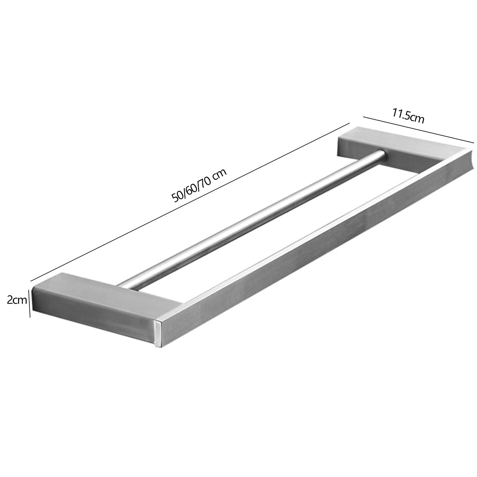 Soporte de toalla de mano de baño, barra de riel de toalla montada en la pared, rejilla de toallas de acero inoxidable SUS 304 para ropa de hardware y plato de cocina, 50 cm-70 cm, tornillos de