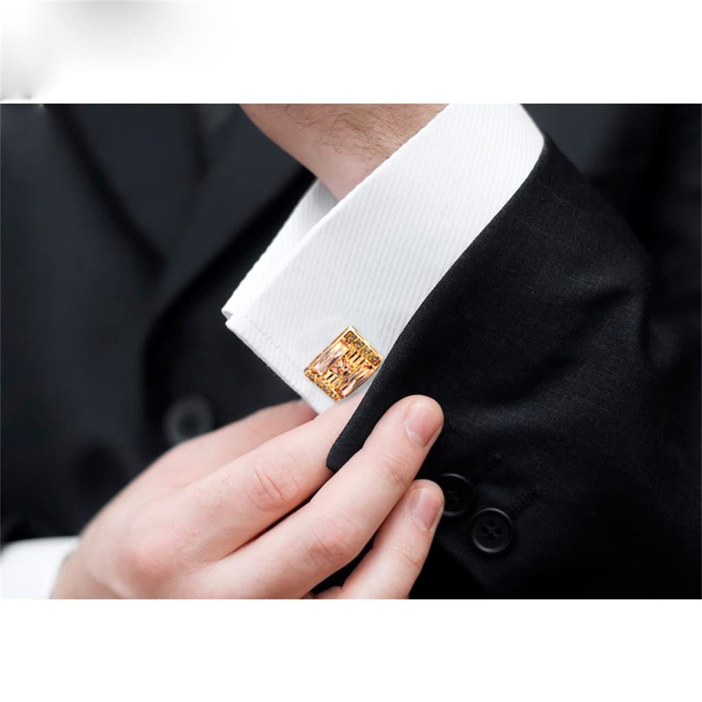 Gold Zirkon Lange Ausschnitt Manschettenknöpfe Manschettennägel Herren Damen Hemdknöpfe Business Kleid (Color : A, Size : 15 * 18mm)