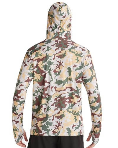 Image of FISHEAL Men's Performance Fishing Hoodie Shirt - UPF 50+ Sun Protection Long Sleeve Thumbholes Shirts with Neck Gaiter