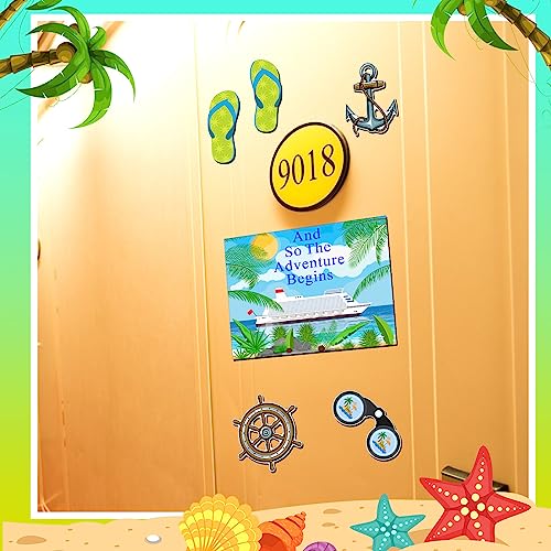 Image of Kanayu 6 Pcs Adventure Cruise Door Decorations Magnetic Large Ship Decorations Magnets Anchor Cruise Decor Car Fridge Magnet Decal for Carnival Stateroom Door