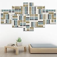 SIGNWIN 5 Panel Canvas Wall Art Modern Art Contemporary Dramatic Geometric Mixed Media Multicolor Patterns for Home Decorations Ready to Hang - 60