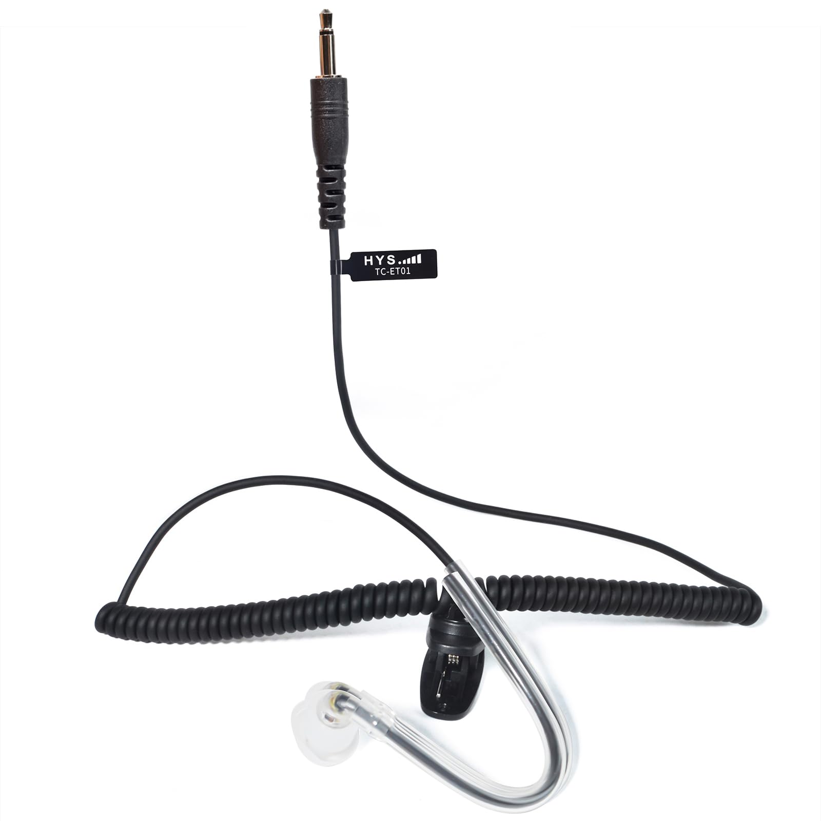 HYS Listen/Receiving ONLY 3.5mm Headset, Single-Ear Headset with Balanced Armature - 3.5mm Right-Angle Jack for Shoulder Speaker Microphones, Communication & Monitoring (Monaural Earpiece)