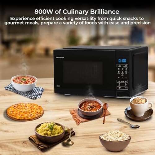 Image of SHARP 20L Solo Microwave Oven (R220KNK, Black, Ceramic Cavity, Digital Display, One-Touch Start)