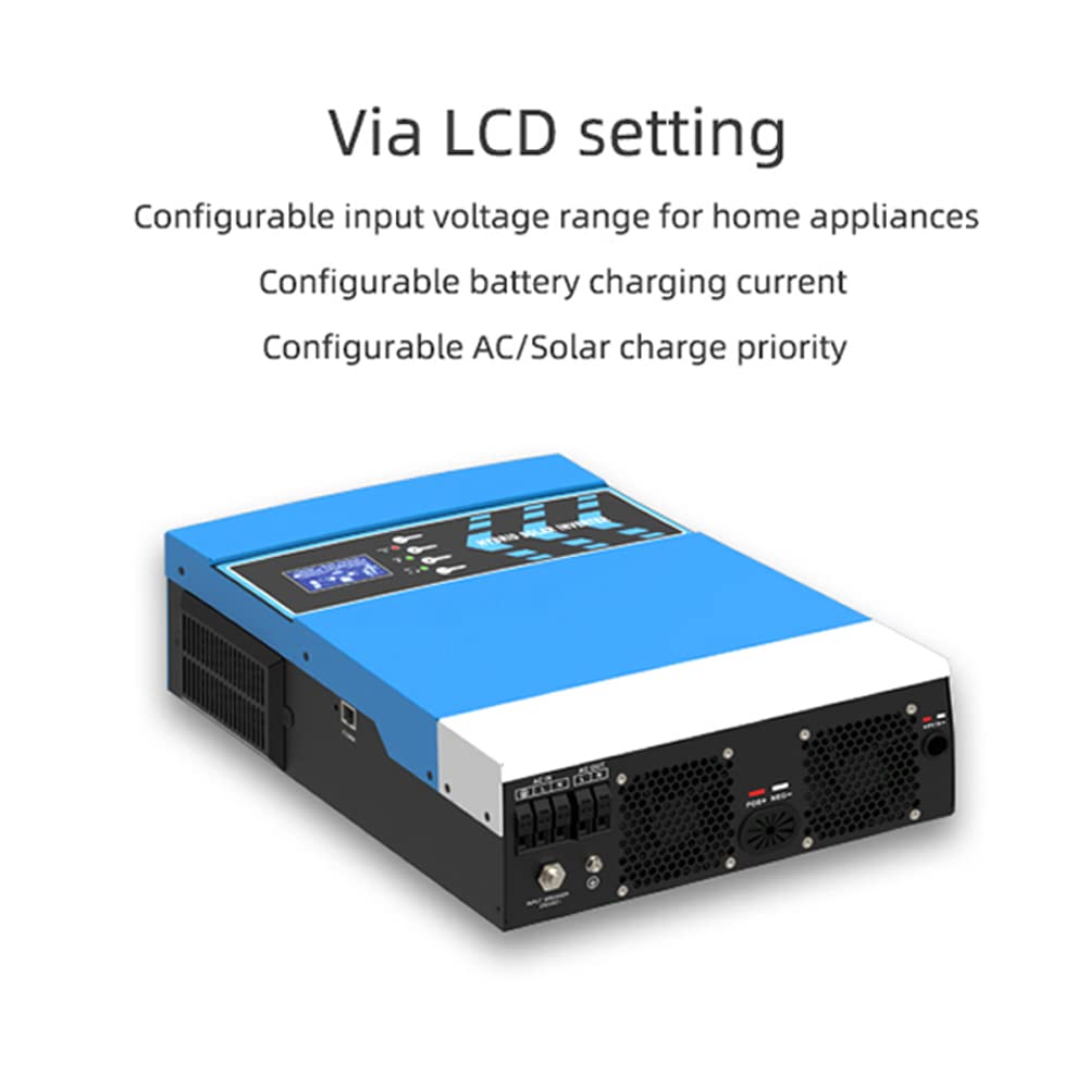 Inverter Solare da 2,4/3,2 KW, Inverter Ibrido a Onda sinusoidale Pura da 24 V 230 V CA, caricabatteria Integrato con regolatore di Carica Solare da 80 A Mppt, per Sistema di accumulo di energia Dome