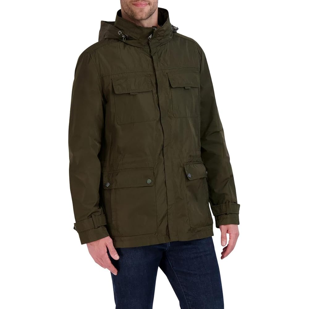 Vince Camuto Men's Field Jacket with Hood, Olive, S at