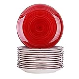 12 teilig Flachteller zum Servieren von Salat und Dessert, im ungewöhnlichen Design für den gedeckten Tisch.
