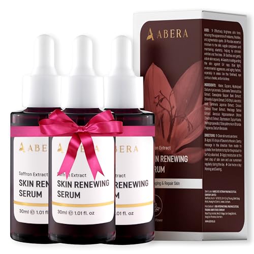 ABERA Skin Renewing Serum for Face, Melasma Treatment, Anti-Aging Serum for Fine Lines & Wrinkles, High Potency Saffron Extract, Hydrating Serum, Dark Spot Remover (3 BOXES)