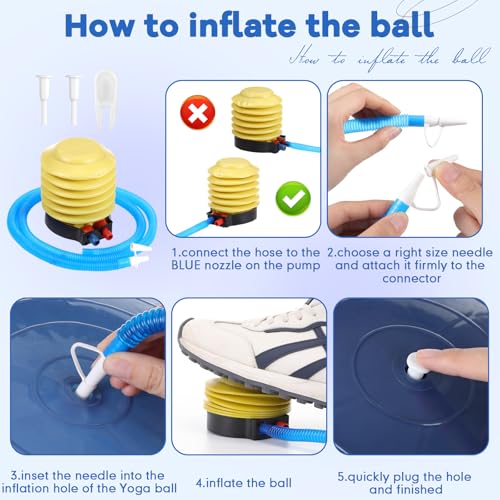 Image of Leyndo 4 Pcs 26 Inch Yoga Exercise Ball Pilates Pregnancy Birthing Fitness Ball with Quick Pump Anti Burst for Improved Posture, Balance, Yoga, Pilates, Training