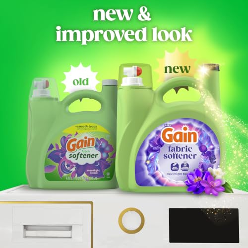 Image of Gain, Liquid Laundry Fabric Softener, Laundry Conditioner, Long Lasting Scent, Softens, Freshness, Helps with Static & Wrinkles, Moonlight Breeze Scent, 140 fl oz (Packaging May Vary)