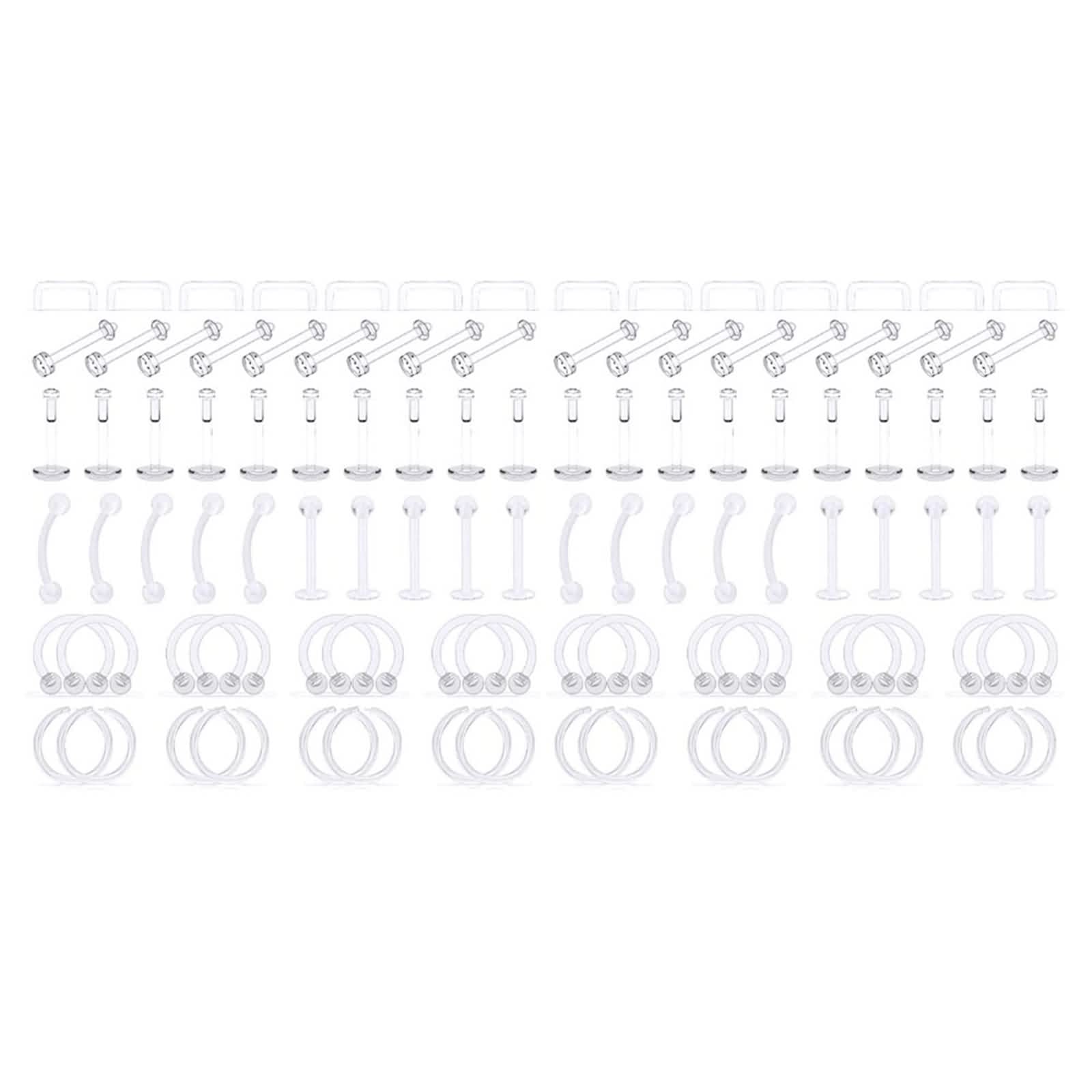 Nasenpiercing Durchsichtig, Septum Piercing Acryl Polierte Mode Schmuck Zunge Lippe 104 Stück Damen Geschenk