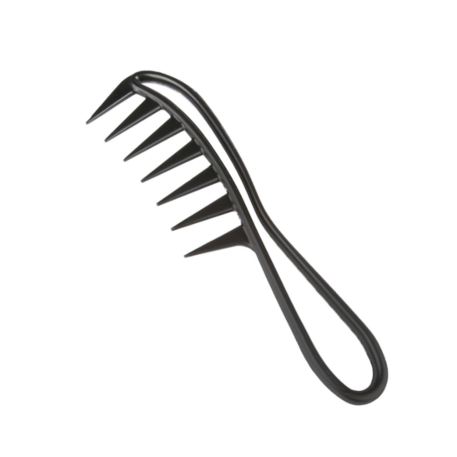Pettine a Denti Larghi Con Manico - Denti di Squalo per Capelli Ricci, Olio Vintage per Salon e Domestico (Nero) Schwarz