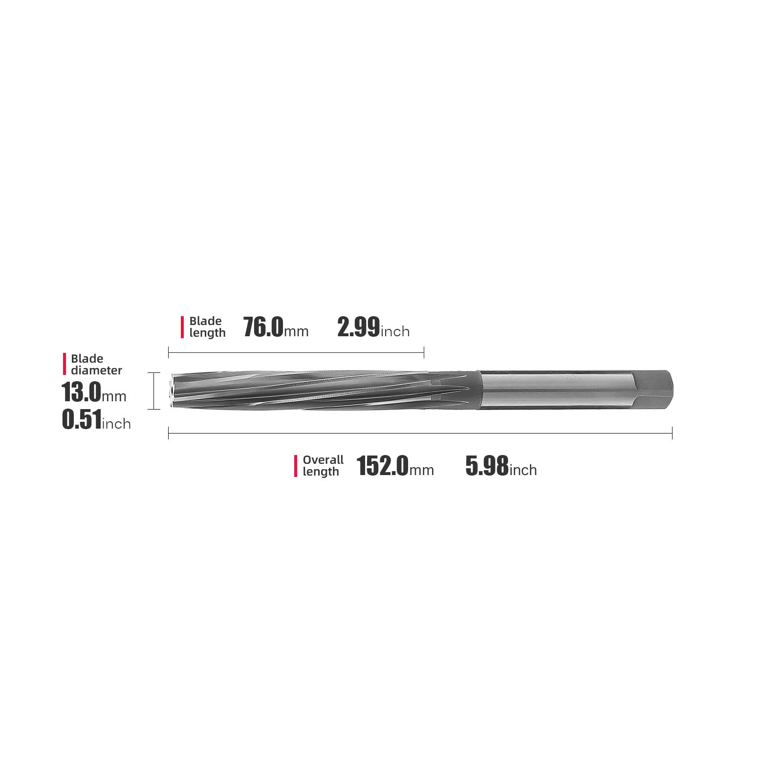 Escariadores de guía de vástago fijo HSS en espiral de 13 mm, alta dureza H7 de alta precisión, 1 unidad DRINYOUNG (13 mm)