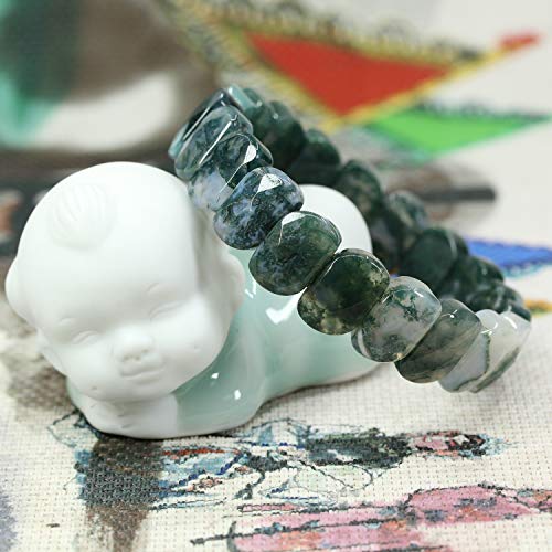 Keleny Semi Precious Stones S Shape Faceted Beaded Stretchable Crystal Bangle 7.5 Inch Unisex2