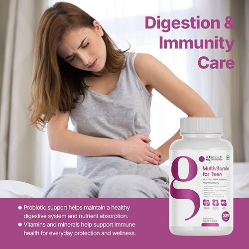 Image of GLIMLACH Multivitamins For Teenagers, 50 Multivitamin Tablets, with Zinc, Vitamin C, Vitamin D3, Multiminerals and Enhances Energy, Stamina & Immunity
