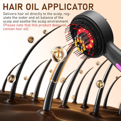 WingFly Kopfmassagegerät Elektrisch, 2-in-1 Kopfhaut Massagebürste Elektrisch und Haaröl Applikator, 3 Modi Elektrische Haarbürste mit Rotlicht Serum-Flüssigkeitskabine, 360° Knetmassage (Grau)