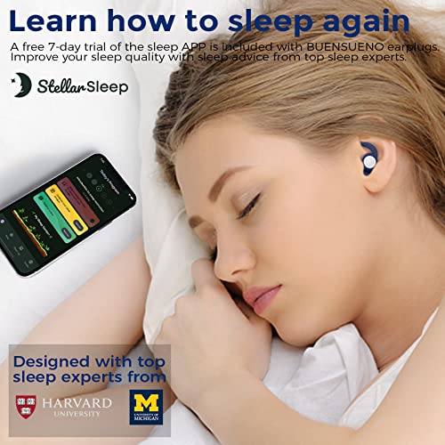 Ear Plugs For Sleeping Noise Cancelling - Buensueno Silicone Reusable Washable Earplugs For Noise Reduction, 2 Pairs Sound Blocking Ear Plugs For Sleep, Flights, Snoring, Work, Studying (Blue) #TOP7