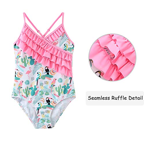 Image of Girls One Piece Swimsuits Hawaiian Ruffle Swimwear Beach Bathing Suit