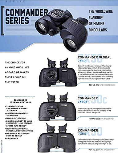 Image of Steiner Commander Series 7x50 Marine Binoculars, Performance Marine Optics to Navigate Low Light or Fog, with Global Compass