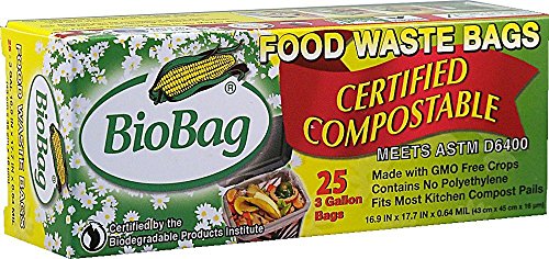 BioBag 3 Gallon Kitchen Compost Bag, 25 CT (Full Case of 12 Boxes, 300 Bags Total)