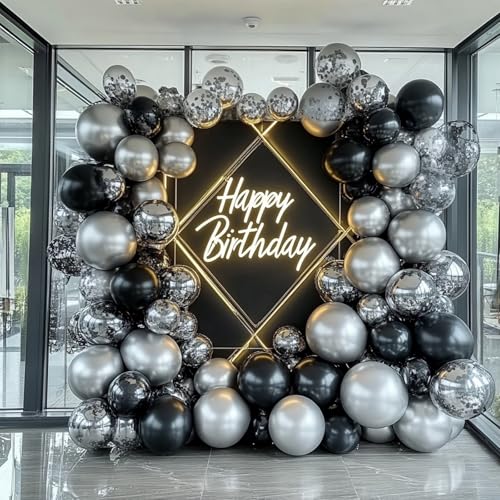 Image of 108Pcs Metallic Silver Balloon Garland Arch Kit