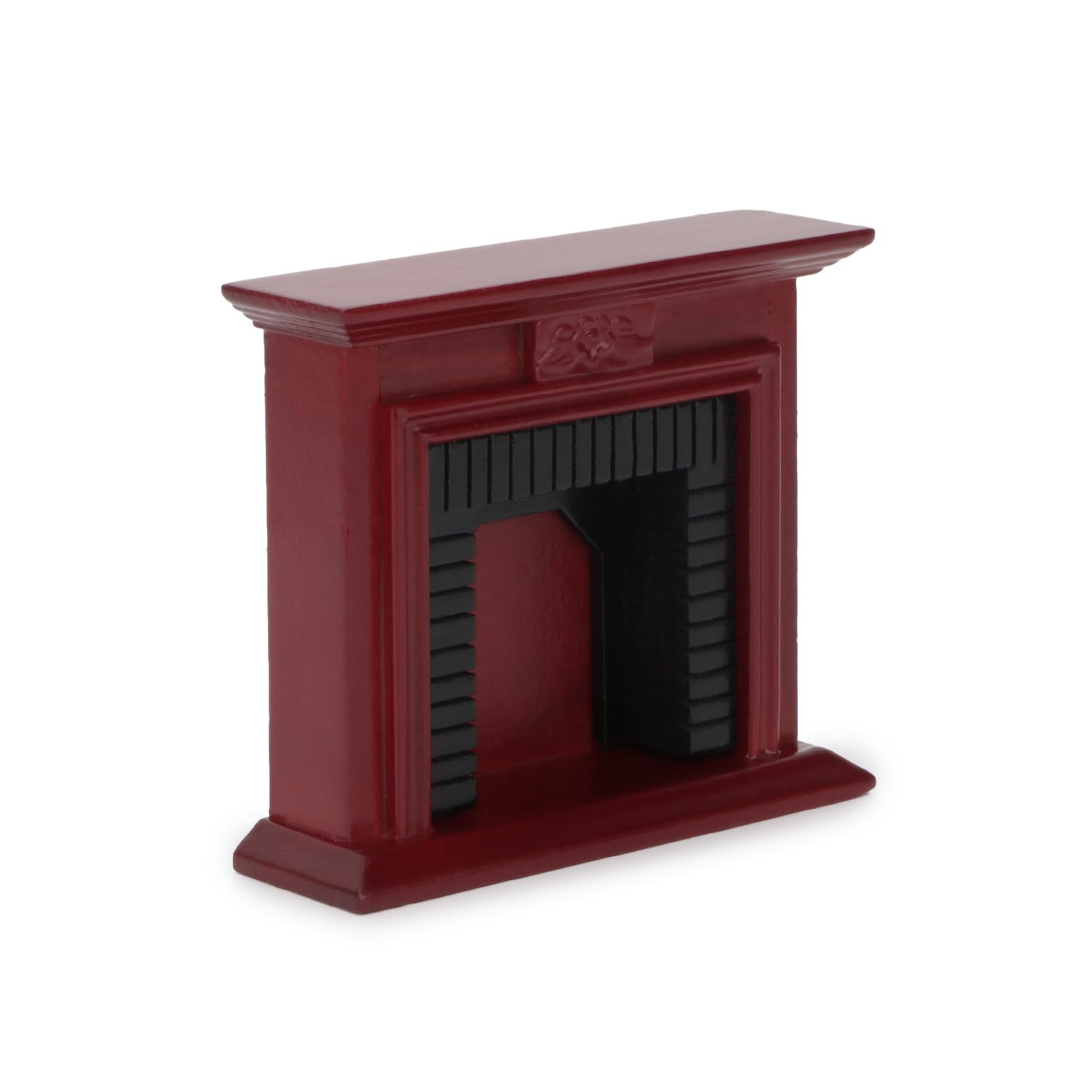 Dollhouse Fireplace 1 12 Scale Miniature Wooden Furniture Vintage Accessories Mini House Christmas Scene Simulation Decoration (Red)