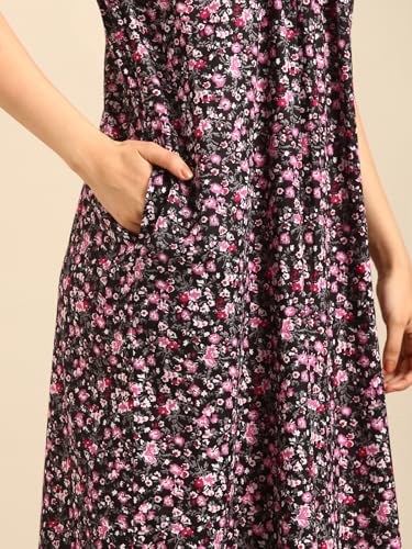 Image of Rupa Jon Aishwarya Women Short Printed Nighty in Premium Cotton Blend Fabric, Midi Length, Night Dress, Three-Fourth Length for Comfortable Everyday Wear