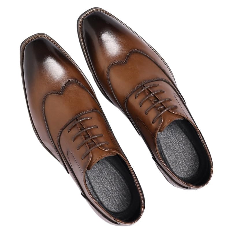 Men's British Style Square Toe Lace-Up Dress Shoes for Business Casual Office Commuting Comfortable Big Size Leather Oxfords3