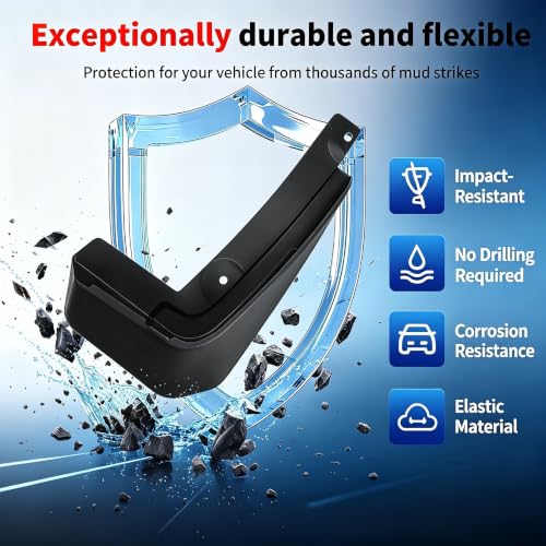 Image of No Drill Mud Flaps Compatible with Nissan Kicks 2017-2023(Fit for S SV SR),OEM Style Textured Black Custom Fit All Weather Exterior Accessories(4PCS