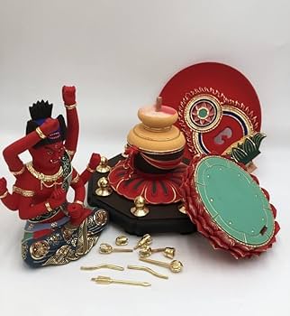 Amazon｜仏像 天弓愛染明王 座像 宝瓶台 仏壇 木彫り仏像(極彩色