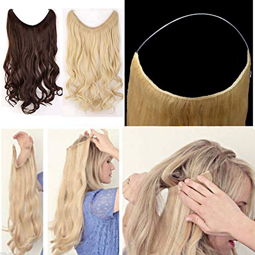 RemeeHi Human Hair Curly Hidden Micro Invisible Wire Hair Pieces For Women 80g 15 Inch 25cm 2# Dark Brown