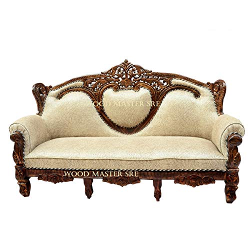 Image of Luxury Wooden Teakwwood Five Seater Sofa Set for Living Room (Honey Brown) Solid Wood Outdoor Chair 5 Seater Sofa | (24)