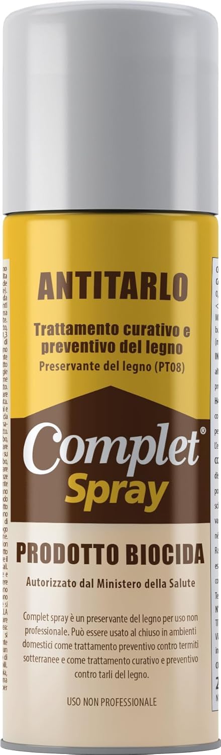 Complet Antitarlo Spray Fungicida per Legno, Inodore e Incolore, Protezione Mobili, Parquet e Oggetti in Legno, Spray 200ml