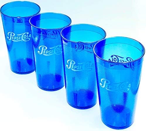 Carlisle Classic Pepsi Script Logo Royal Blue Plastic Tumblers Set of 4-16oz - BPA Free - Quality Tumblers