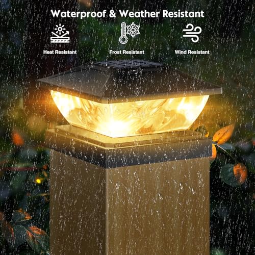 Yitcoe GY-BK6 Solar Post Cap Lights Outdoor: 6 Pack 48 Led Fence Post Solar Lights, Solar Powered 2 Lighting Modes 4X4 Post Solar Lights For Garden Patio Deck Step Decor thumb #4