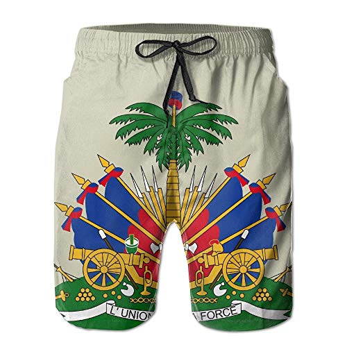 XIAOYI Coat of Arms of Haiti - Men's Summer Boardshorts Casual Swim Trunks Boardshort - L
